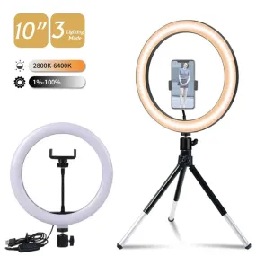 10inch LED Selfie Ring Lights Photo Lamp Ringlight with Phone Stand Photography Lamp for Tiktok Video