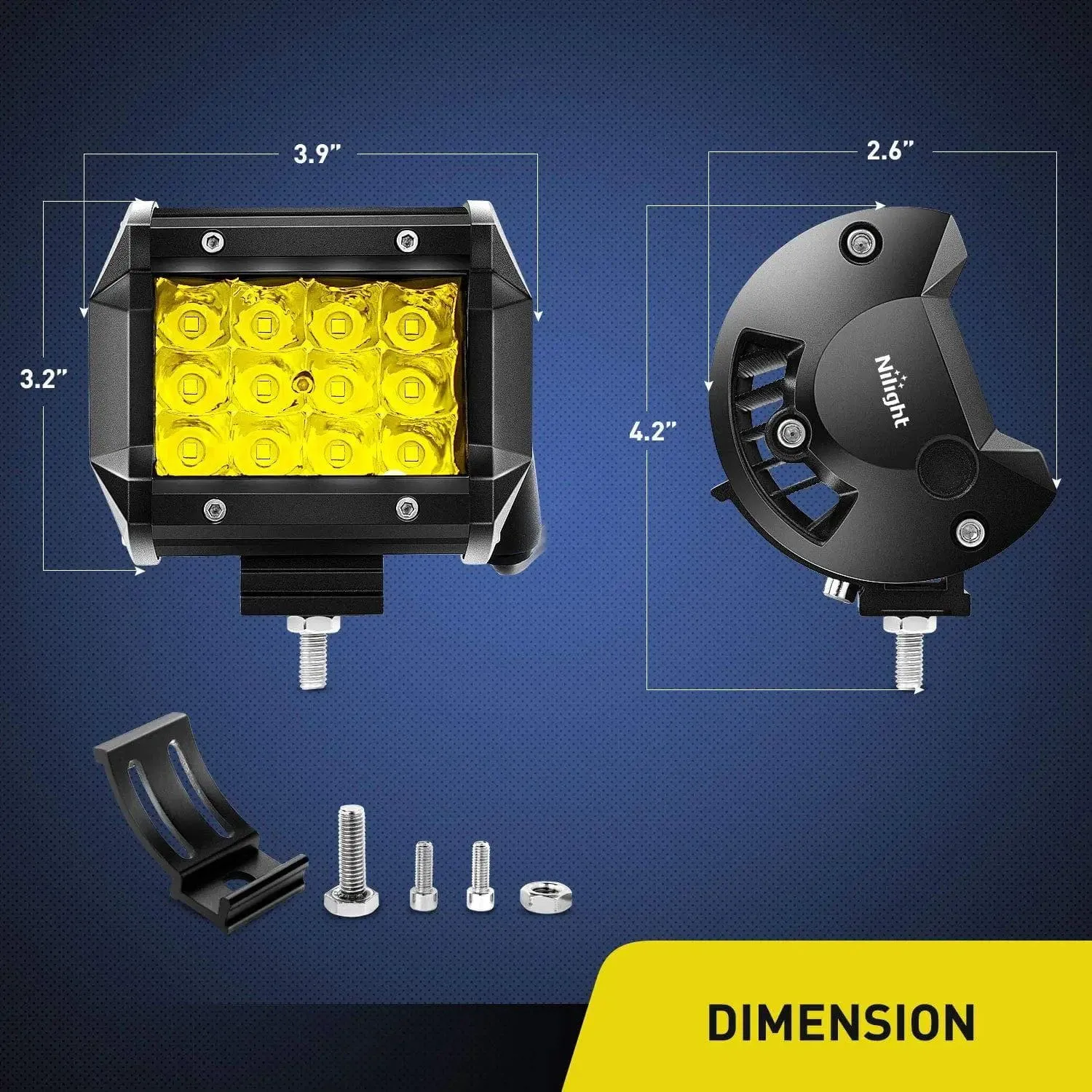 4 Inch 36W 3600LM Amber Triple Row Spot Led Pods (Pair) | 16AWG Wire 3Pin Switch