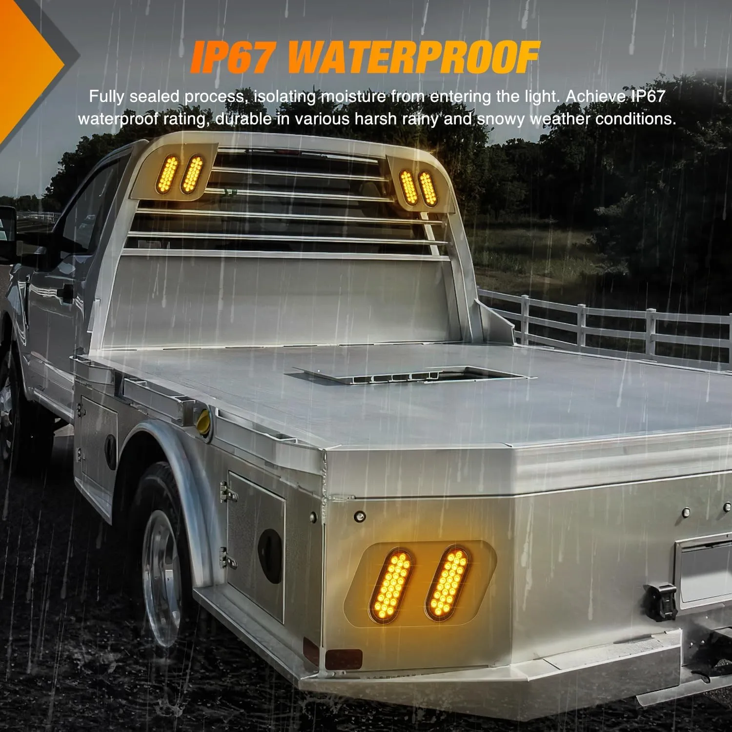 6 Inch Oval Amber 24Leds Trailer Tail Lights (Pair)