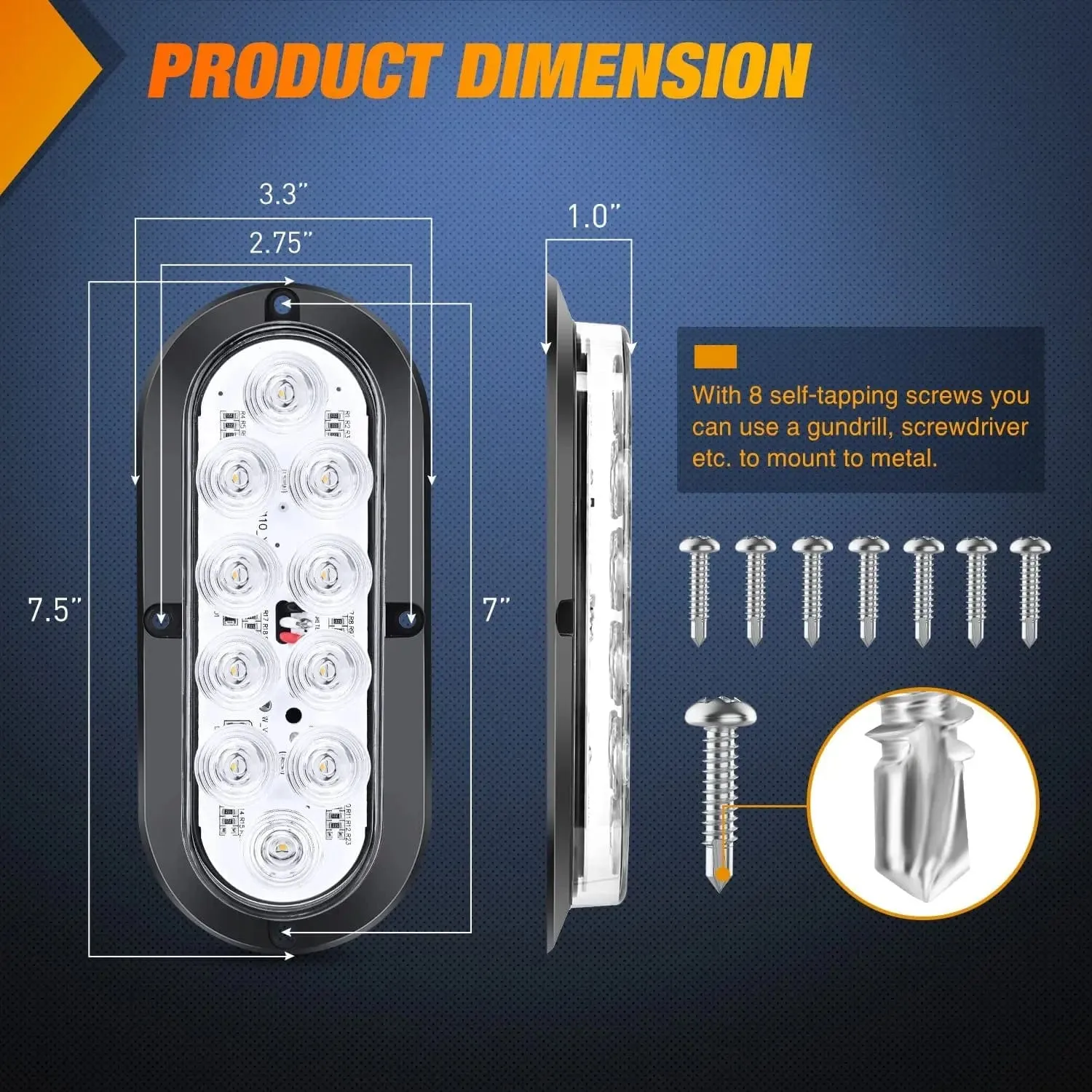 6 Inch Oval White Upgrade LED Trailer Tail Lights (Pair)