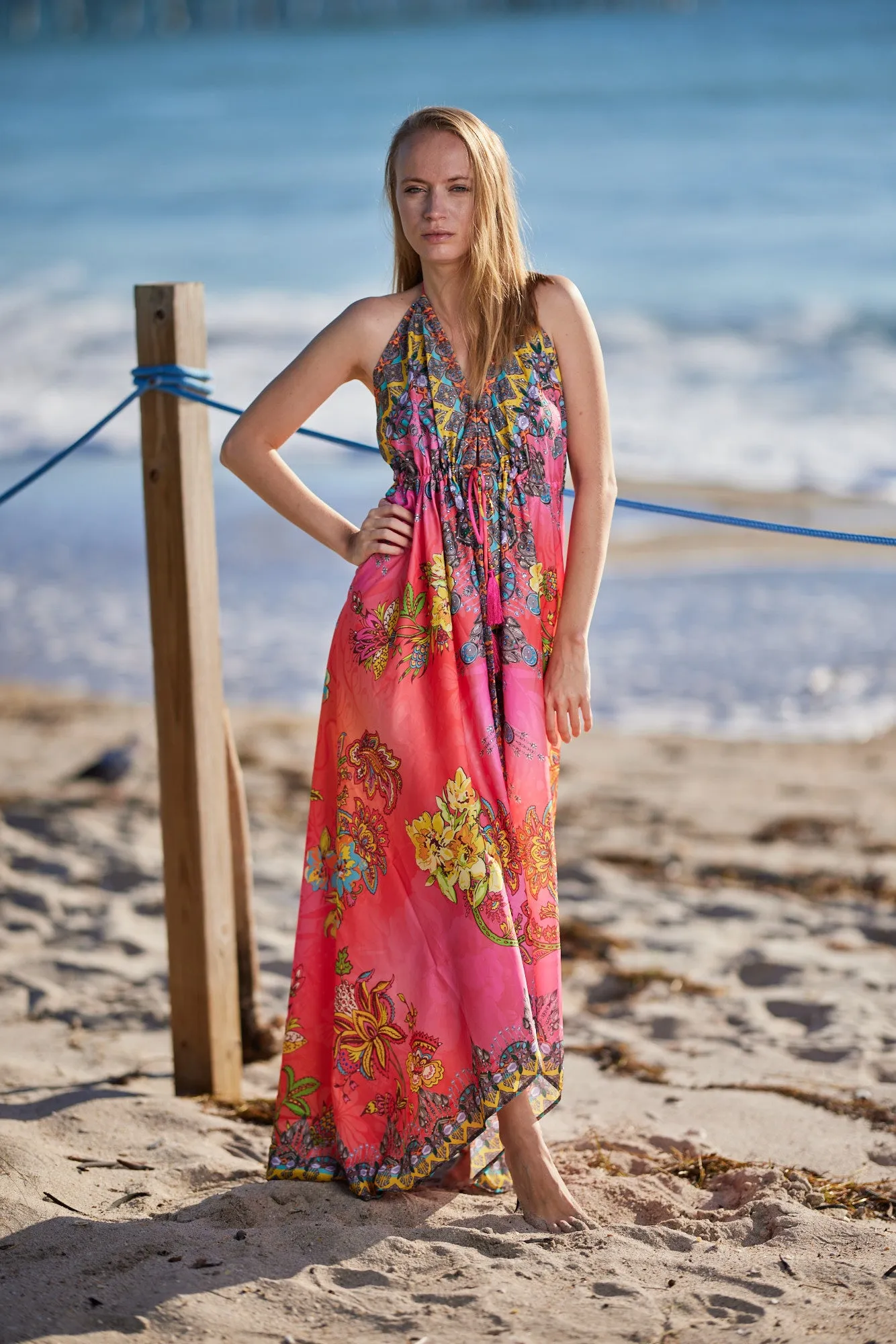 682 Halter floral dress. Dream colors!