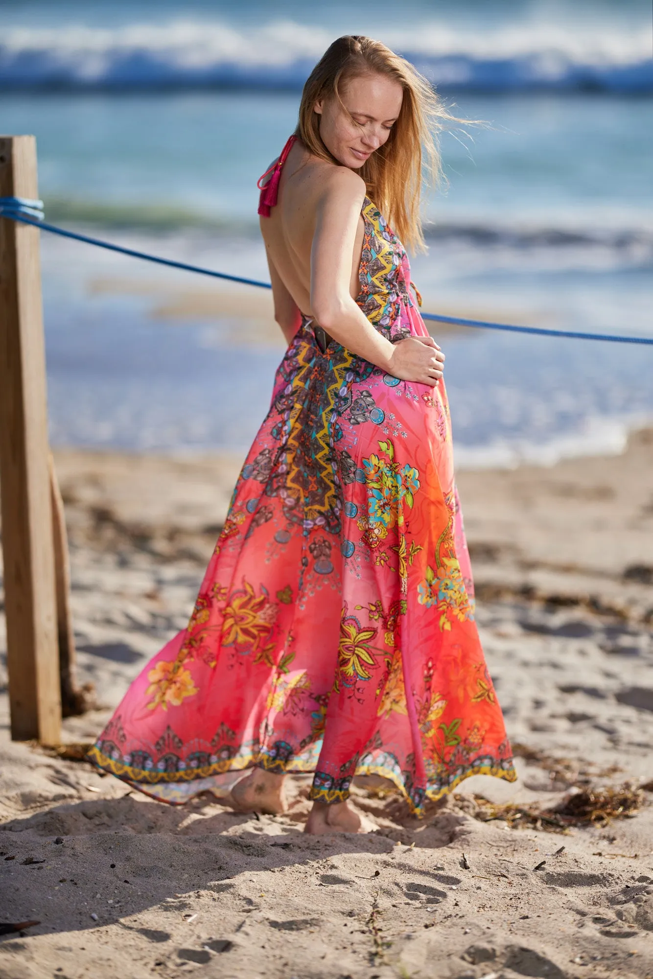 682 Halter floral dress. Dream colors!