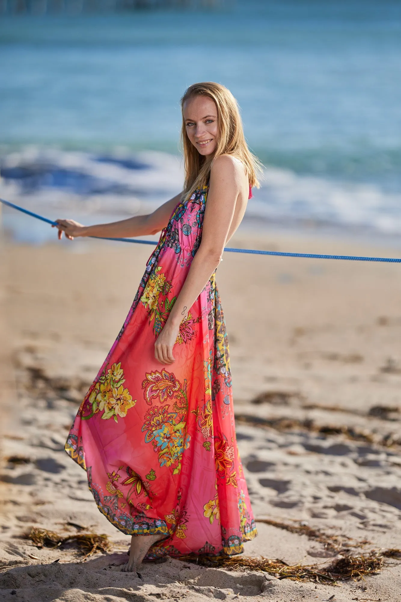 682 Halter floral dress. Dream colors!