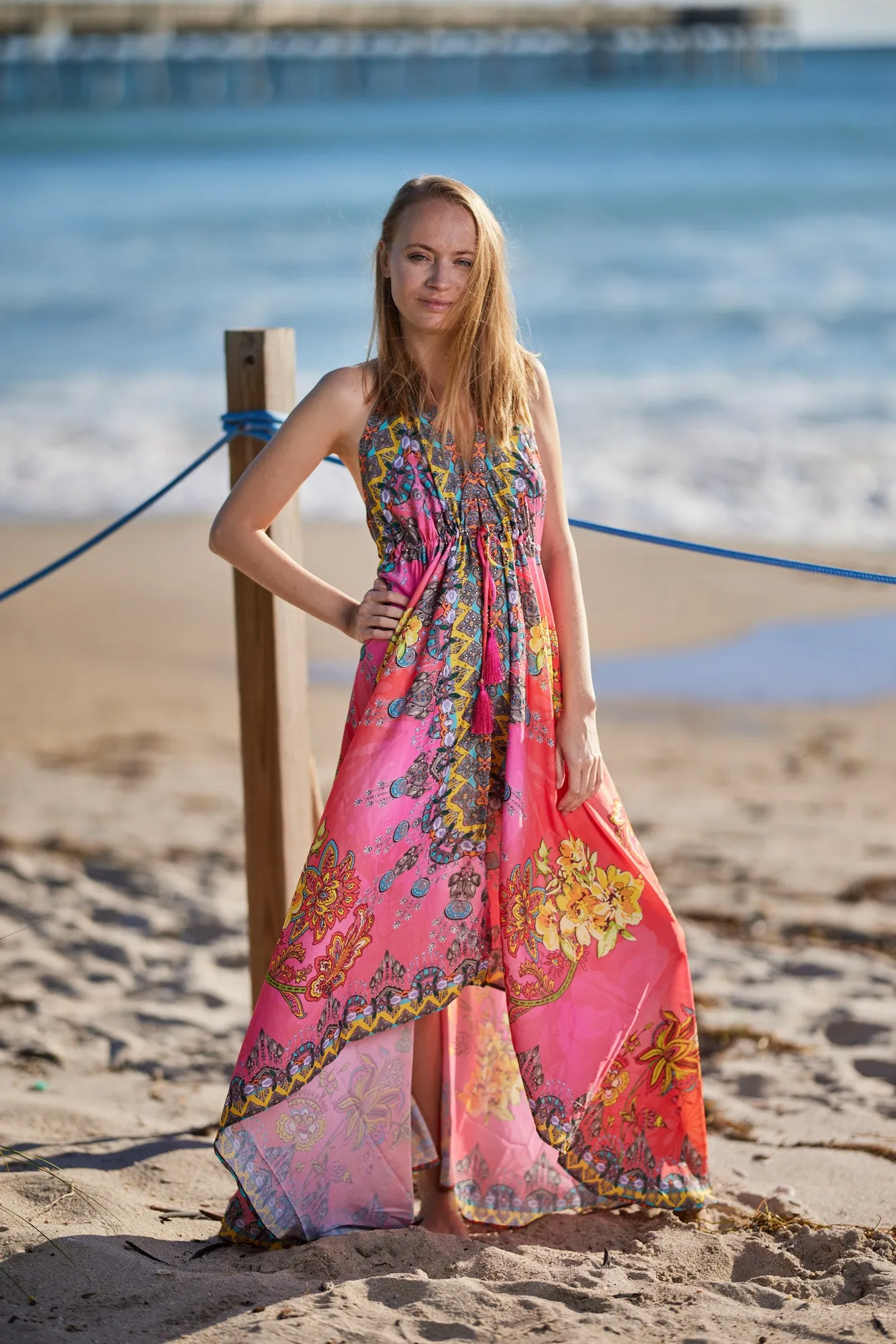 682 Halter floral dress. Dream colors!
