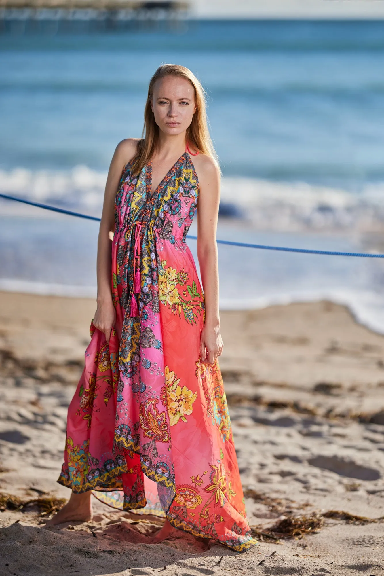 682 Halter floral dress. Dream colors!