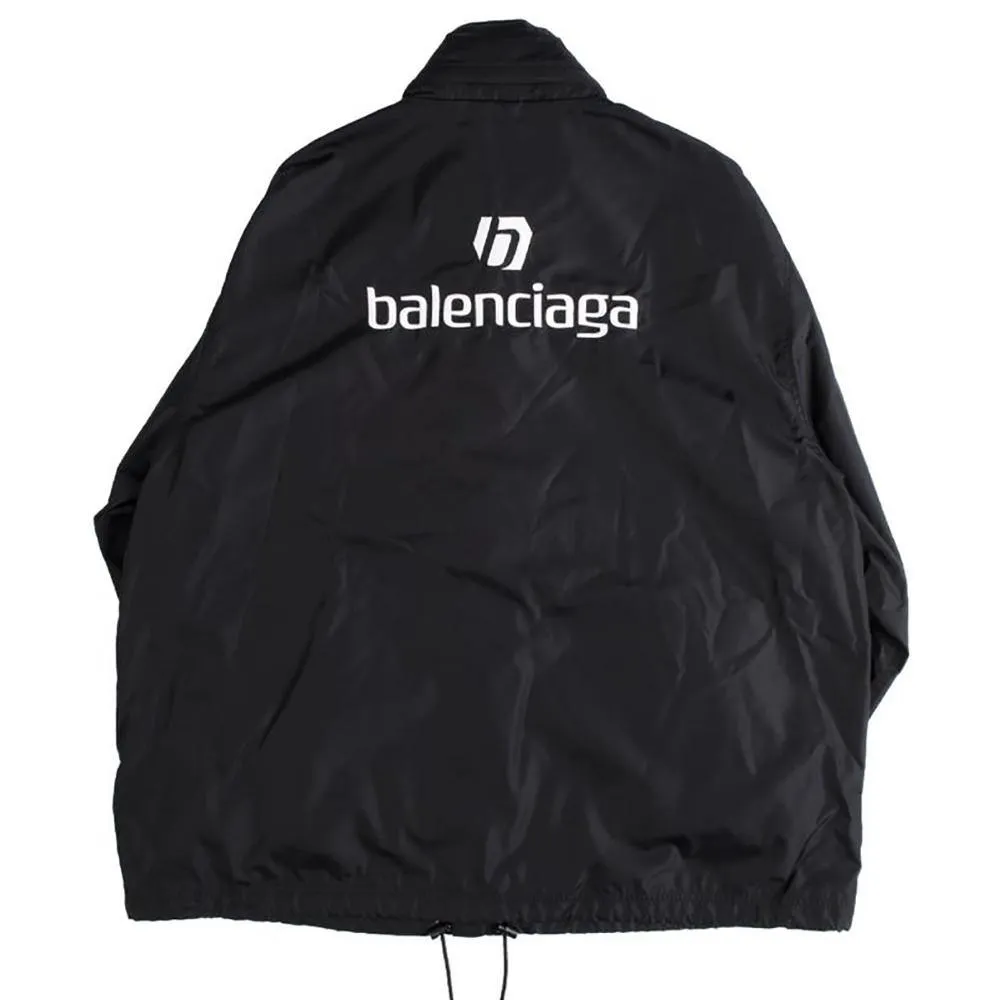 Balenciaga Women's Logo Nylon Rain Jacket Black