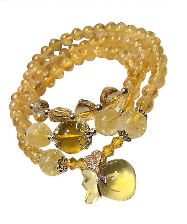 Beautiful Yellow Crystal Rosary Multi Loop Charm Bracelet ML1314