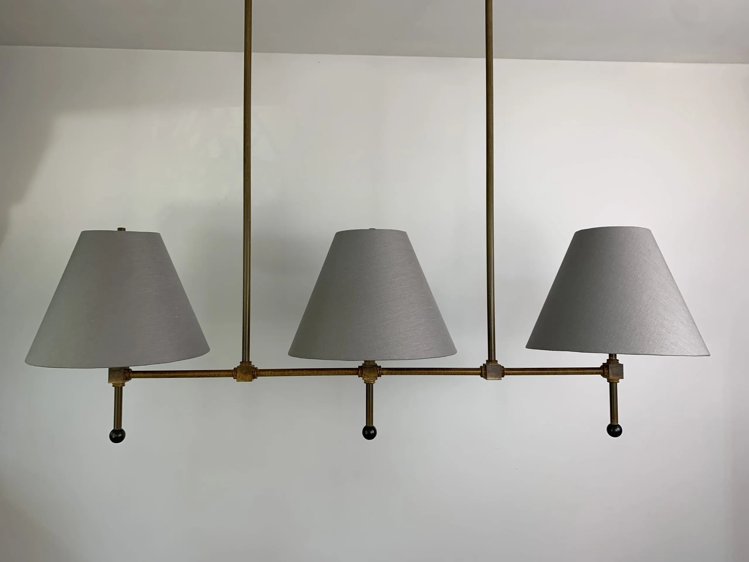 Billiard Ceiling Light, Triple Shade, Gray,