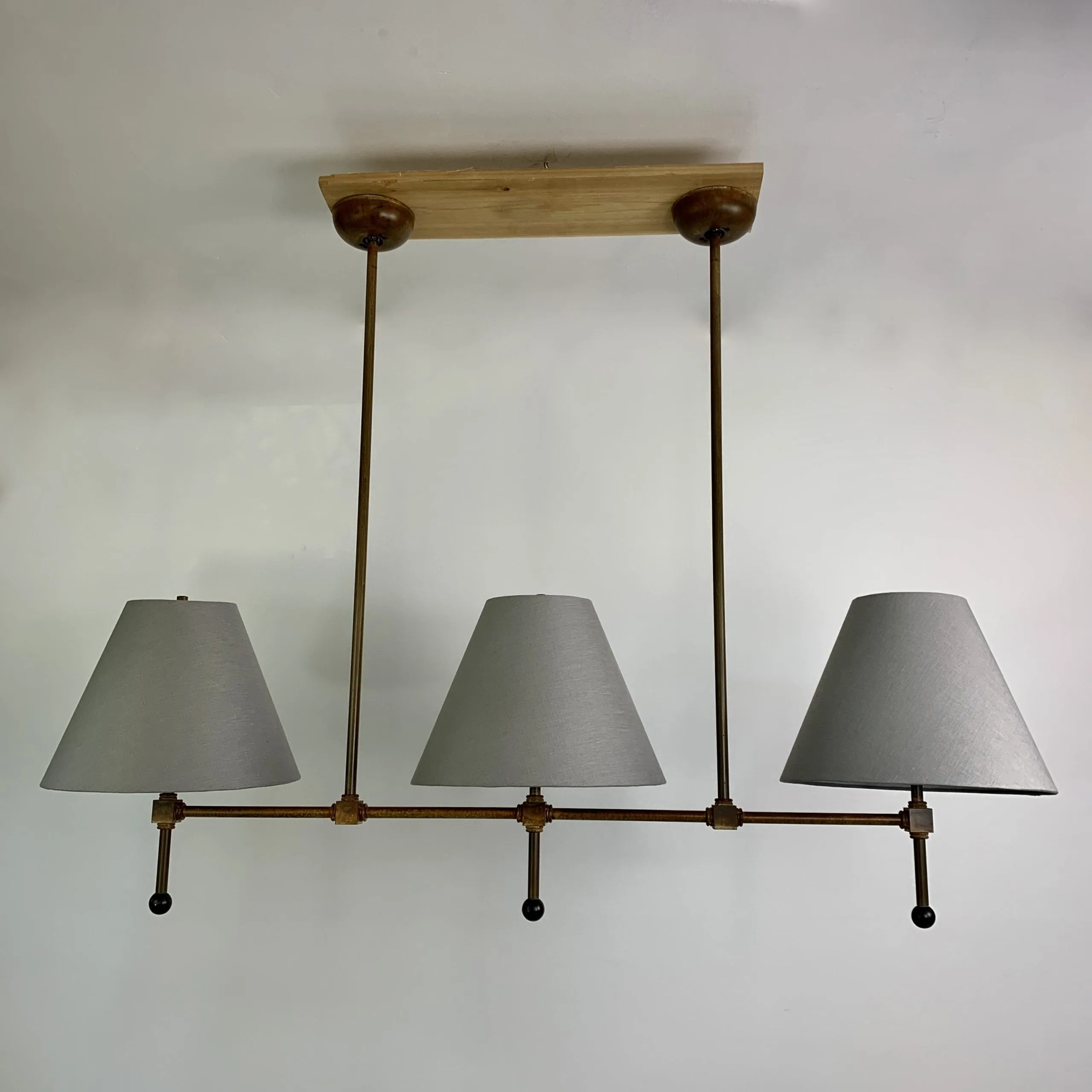 Billiard Ceiling Light, Triple Shade, Gray,