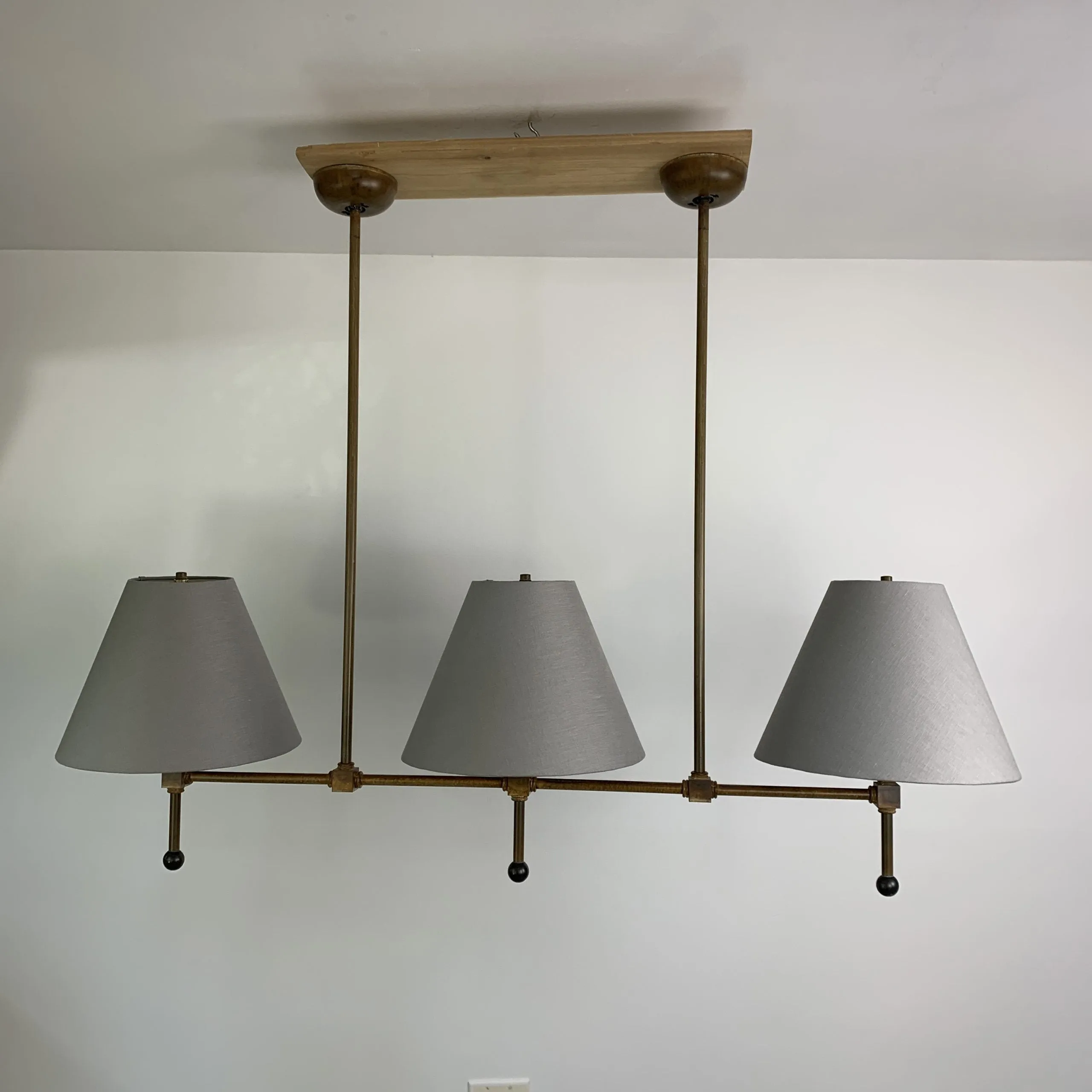 Billiard Ceiling Light, Triple Shade, Gray,