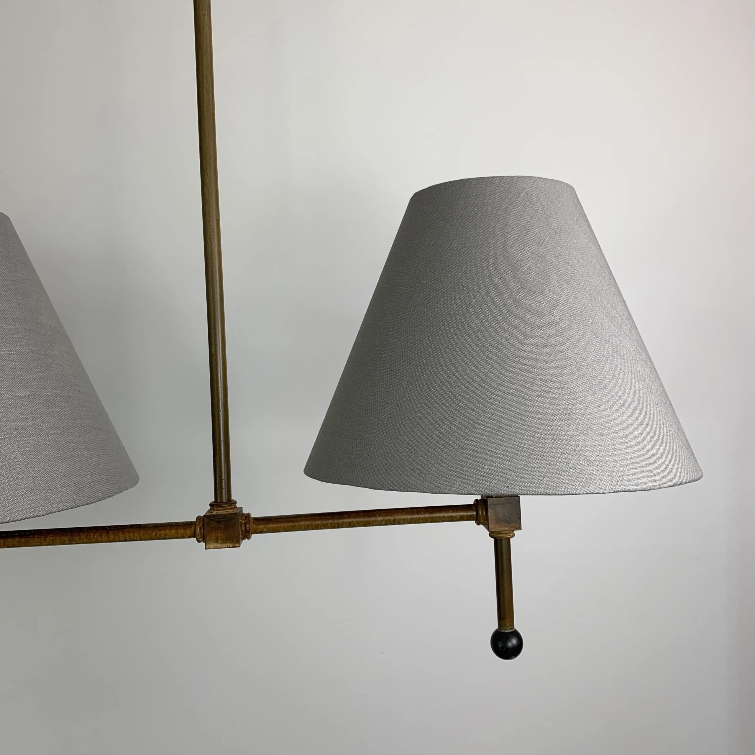 Billiard Ceiling Light, Triple Shade, Gray,