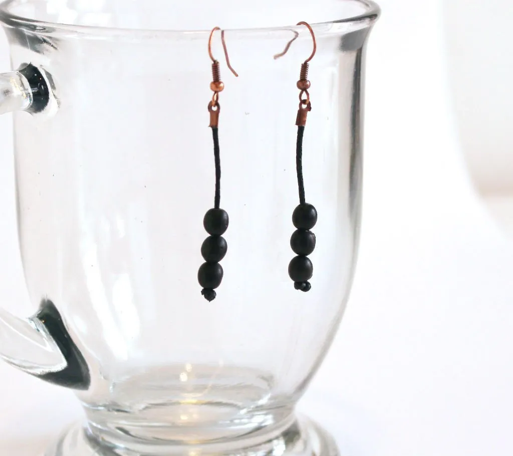 Black Rain Forest Seed Drop Earrings - Natural Artist