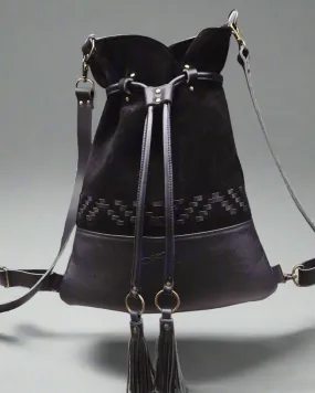 BLACK TRIANGLE WOVEN BACKPACK/TOTEBAG