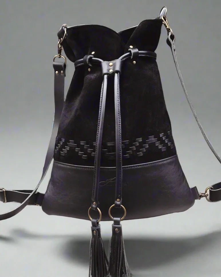 BLACK TRIANGLE WOVEN BACKPACK/TOTEBAG