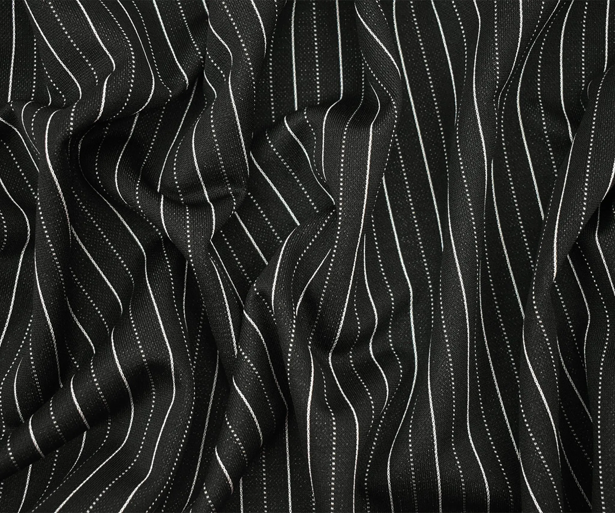 Black-White Poly Wool Stripe Stretch Knit Jacketing Fabric