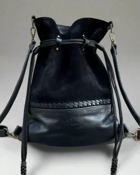 BRAIDED BLACK BACKPACK/TOTEBAG