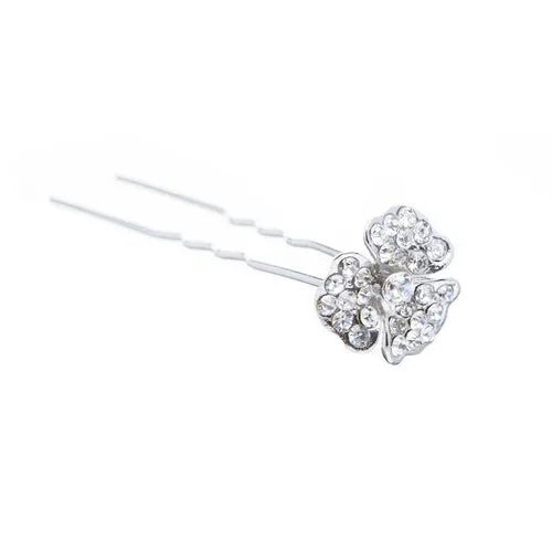 Bridal Wedding Jewelry Crystal Rhinestone Simple Daisy Floral Hair Pin Silver