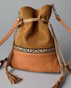 BROWN GEOMETRIC BACKPACK/TOTEBAG