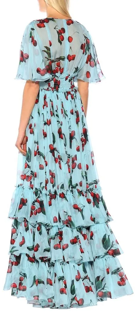 Cherry Print Tiered Dress