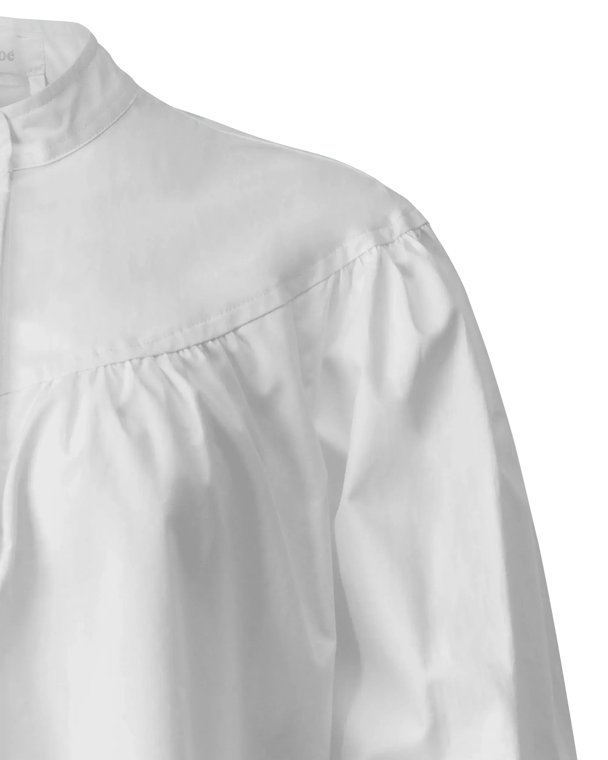 Collarless Puff Sleeve Blouse