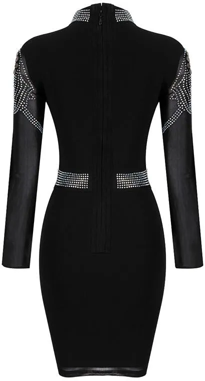 Crystal-Studded Stretch Mini Dress