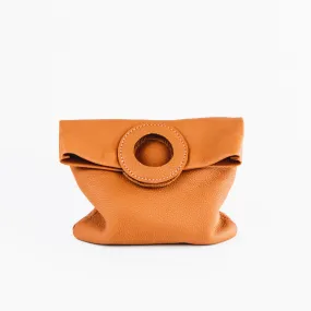 Daphne Foldover Clutch - Pebbled Caramel