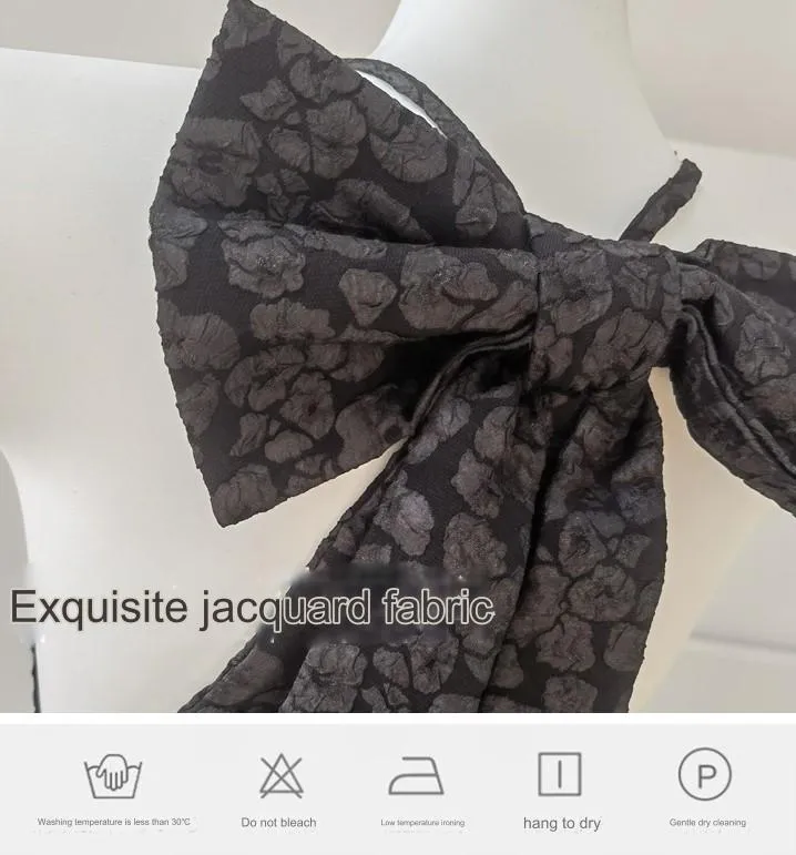 DOLLY Luxury Black Bow Halter Neck Backless High Waist Short Birthday Dress-Crystal