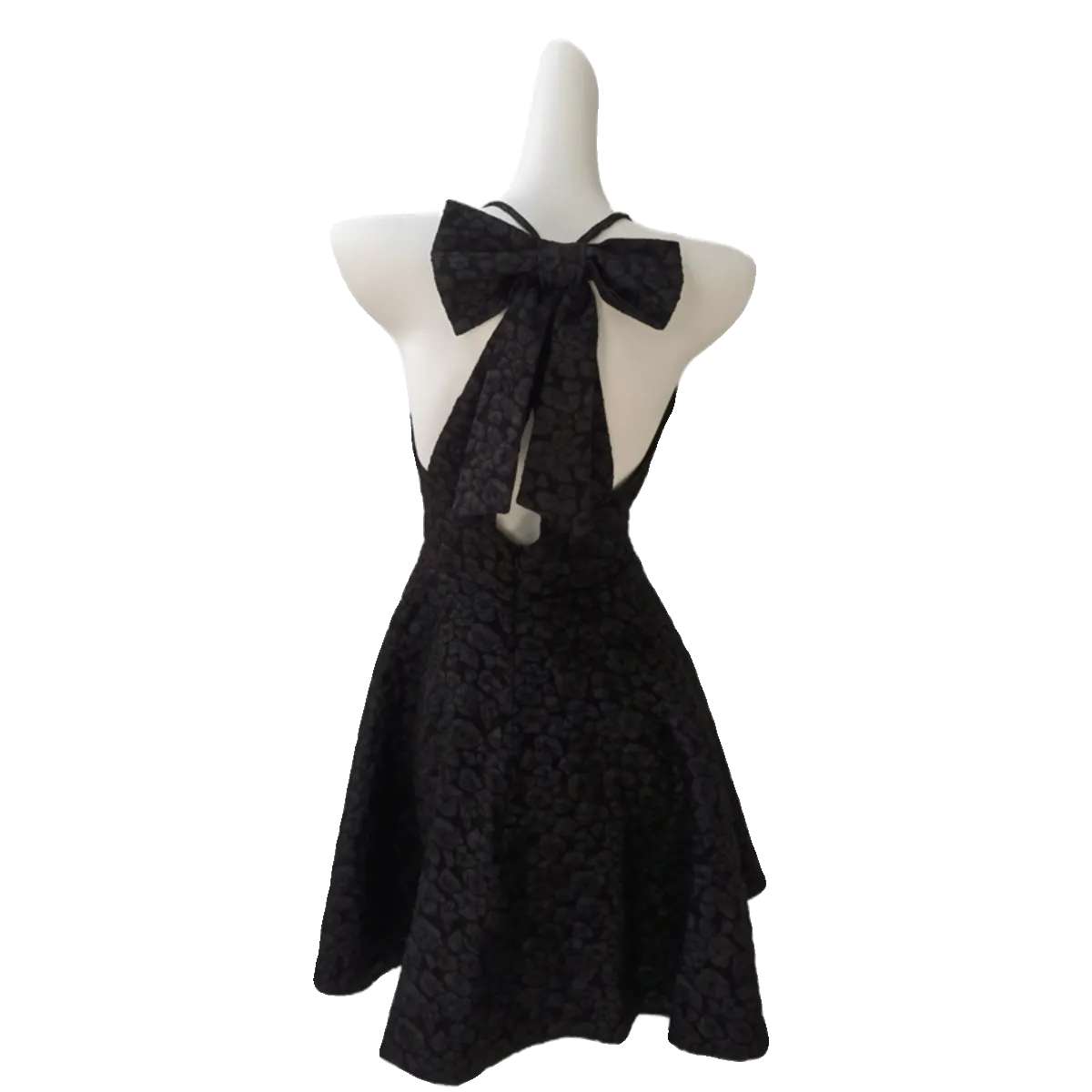 DOLLY Luxury Black Bow Halter Neck Backless High Waist Short Birthday Dress-Crystal