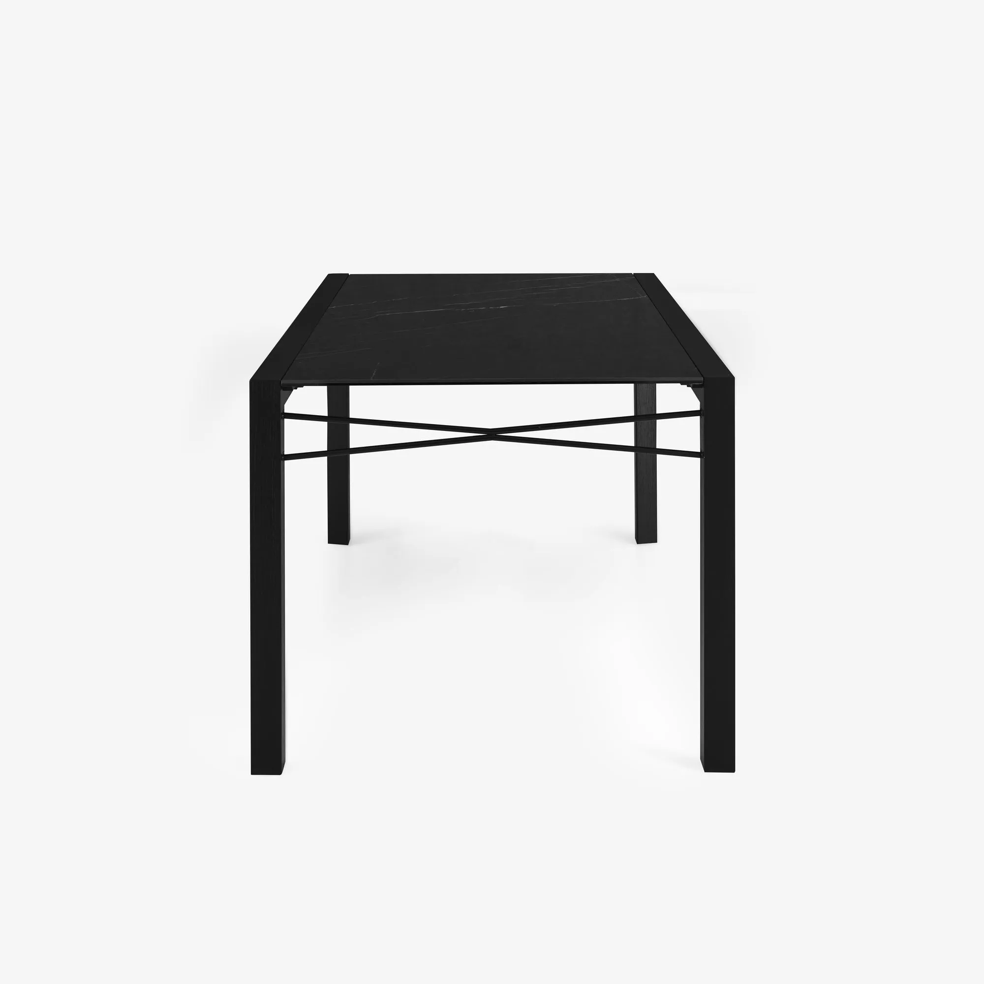 Extensia Dining Table Marquinia Ceramic Stoneware Top Base In Black Stained Ash