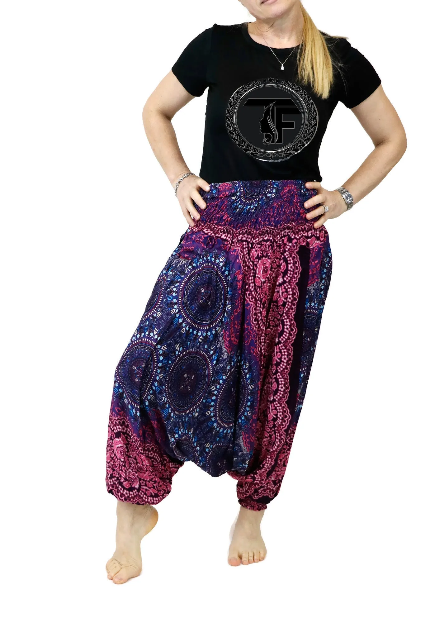 Harem Pants Mandala Baggy Yoga Pants Drop Crotch Bohemian Gypsy Comfy Loungewear Jumpsuits Rompers Festival