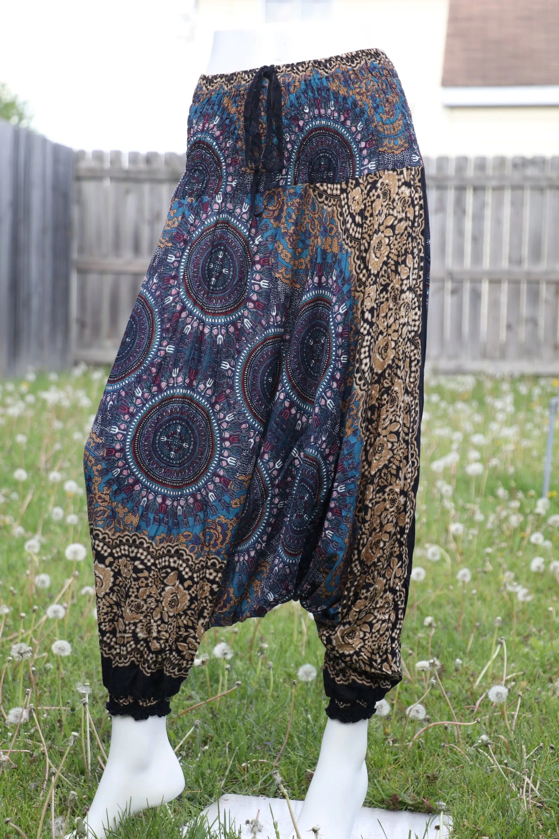 Harem Pants Mandala Baggy Yoga Pants Drop Crotch Bohemian Gypsy Comfy Loungewear Jumpsuits Rompers Festival