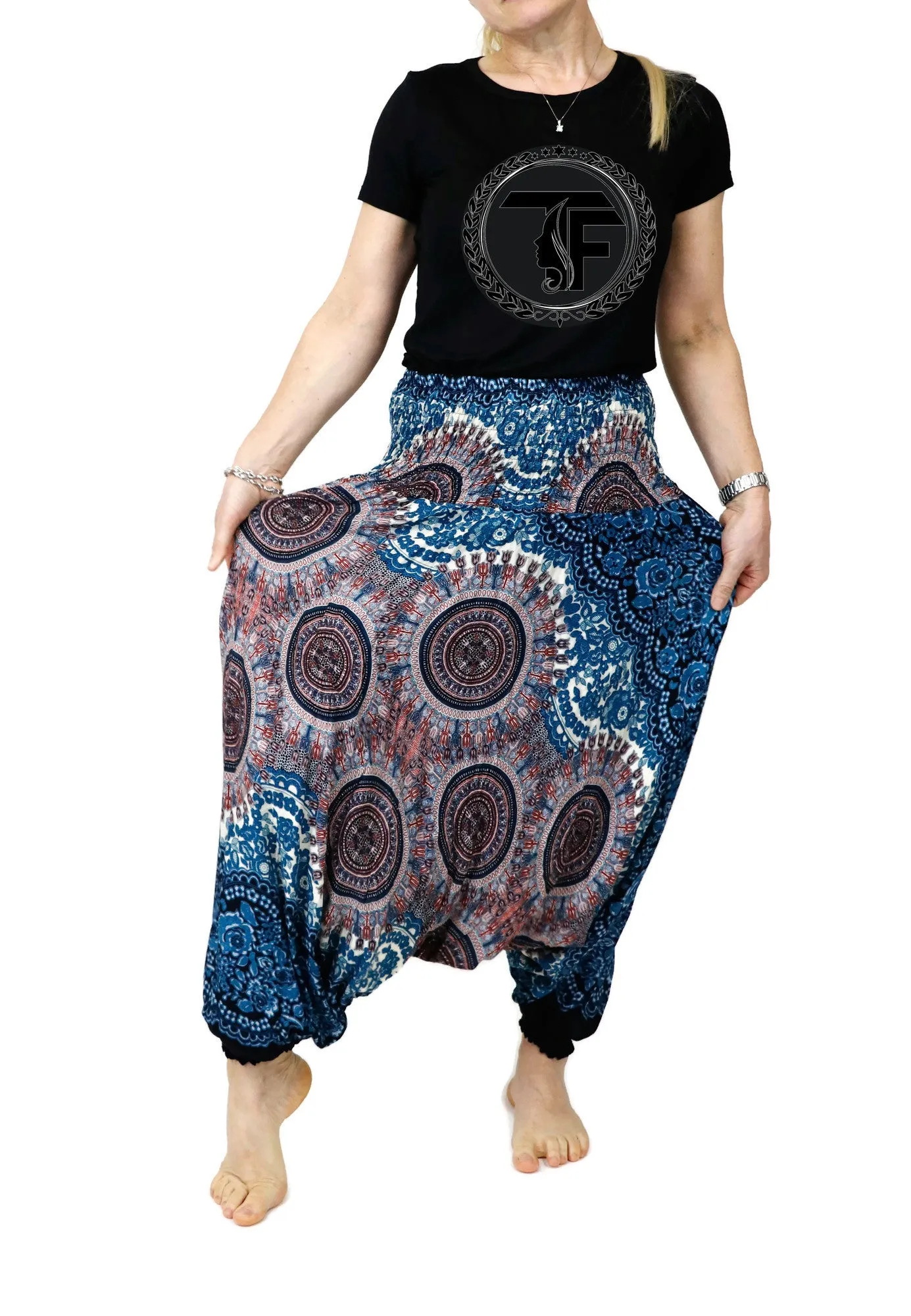 Harem Pants Mandala Baggy Yoga Pants Drop Crotch Bohemian Gypsy Comfy Loungewear Jumpsuits Rompers Festival
