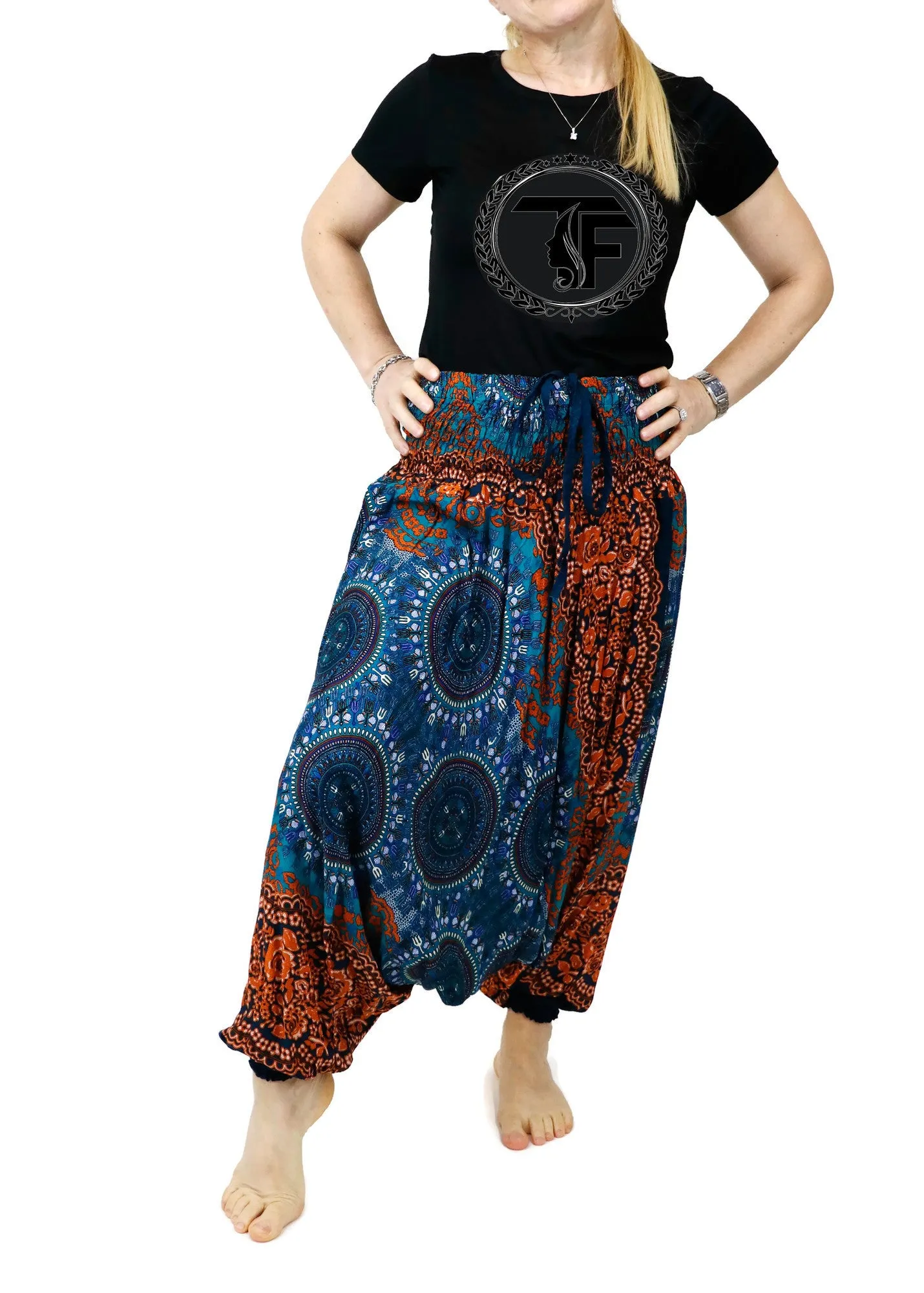 Harem Pants Mandala Baggy Yoga Pants Drop Crotch Bohemian Gypsy Comfy Loungewear Jumpsuits Rompers Festival