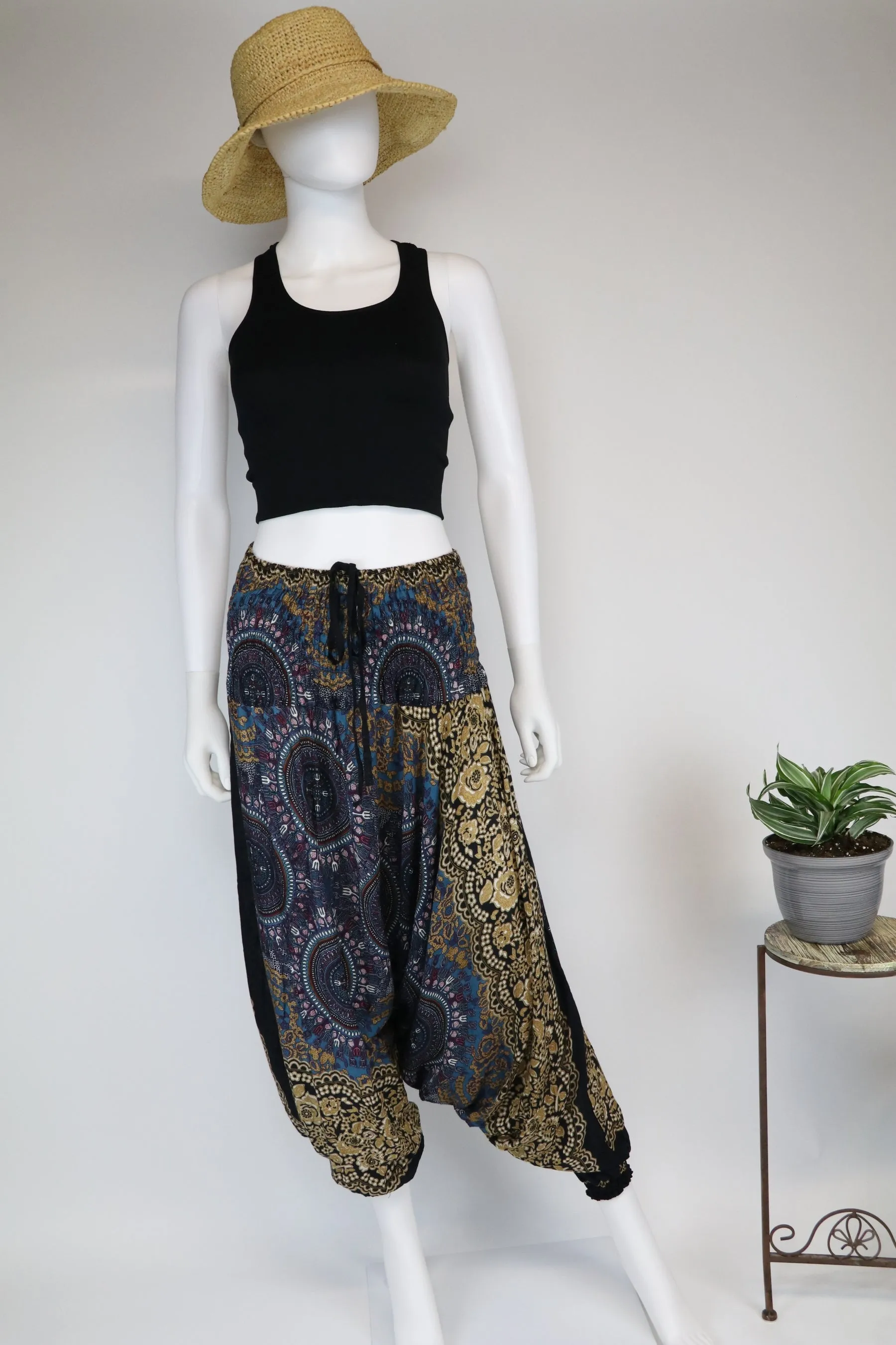 Harem Pants Mandala Baggy Yoga Pants Drop Crotch Bohemian Gypsy Comfy Loungewear Jumpsuits Rompers Festival