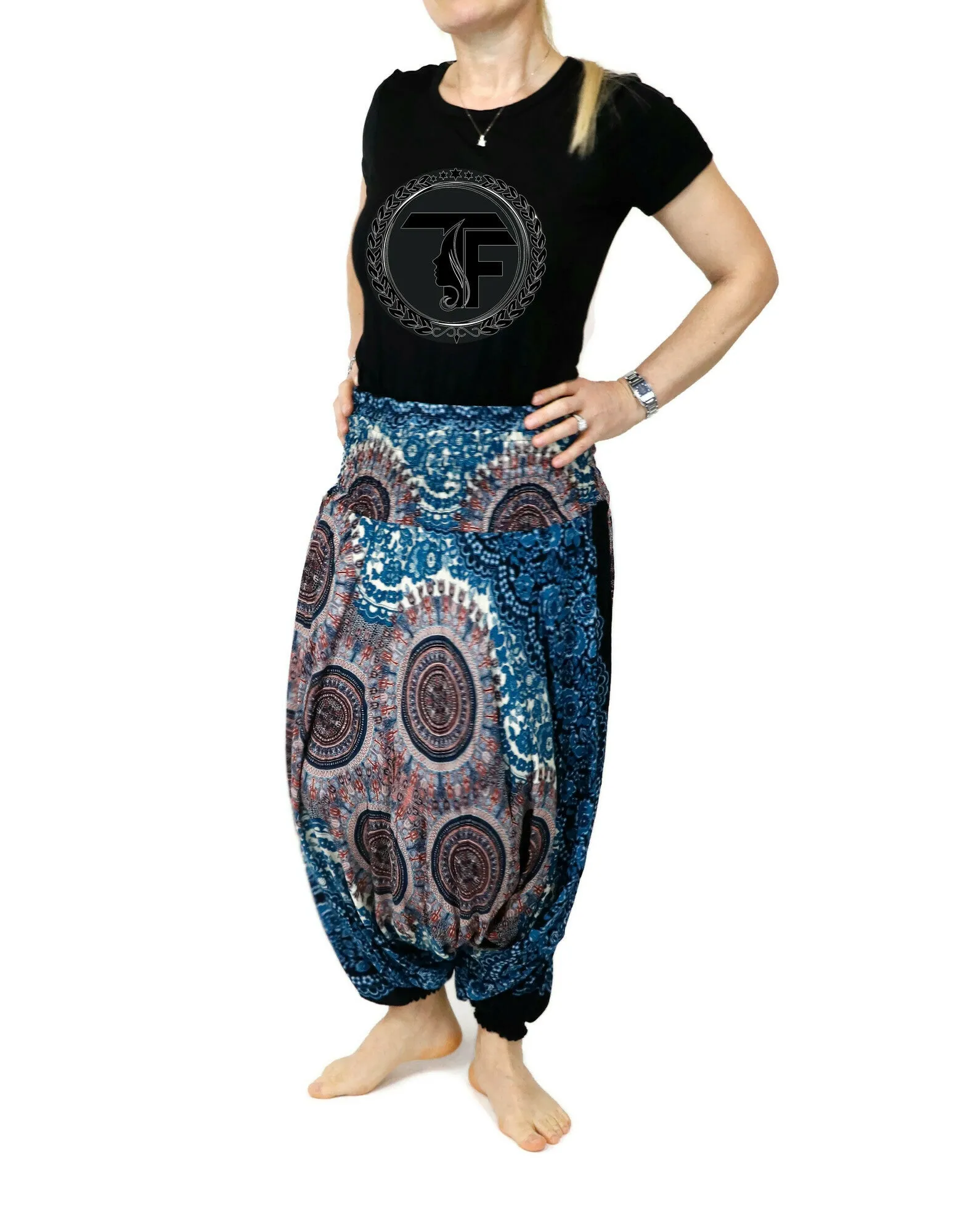 Harem Pants Mandala Baggy Yoga Pants Drop Crotch Bohemian Gypsy Comfy Loungewear Jumpsuits Rompers Festival