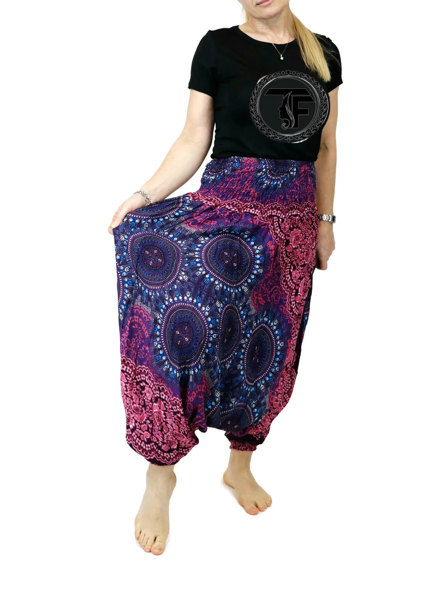 Harem Pants Mandala Baggy Yoga Pants Drop Crotch Bohemian Gypsy Comfy Loungewear Jumpsuits Rompers Festival