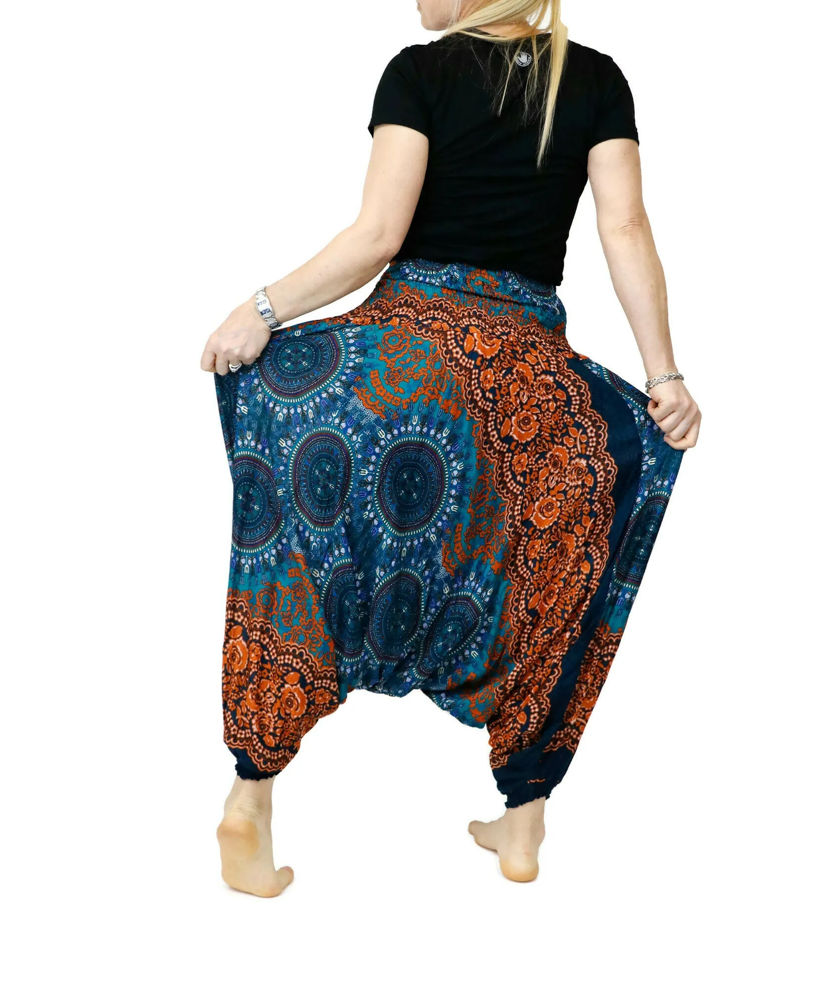 Harem Pants Mandala Baggy Yoga Pants Drop Crotch Bohemian Gypsy Comfy Loungewear Jumpsuits Rompers Festival