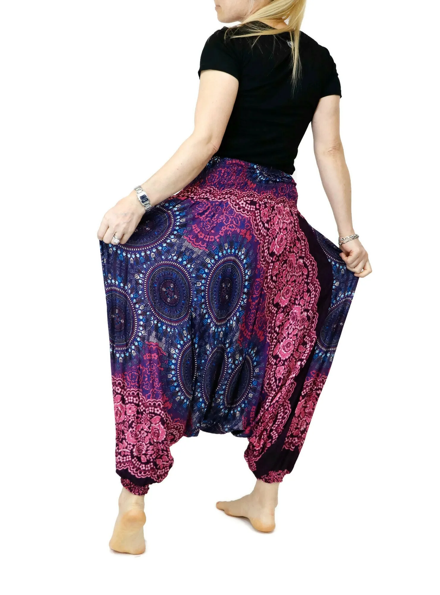 Harem Pants Mandala Baggy Yoga Pants Drop Crotch Bohemian Gypsy Comfy Loungewear Jumpsuits Rompers Festival