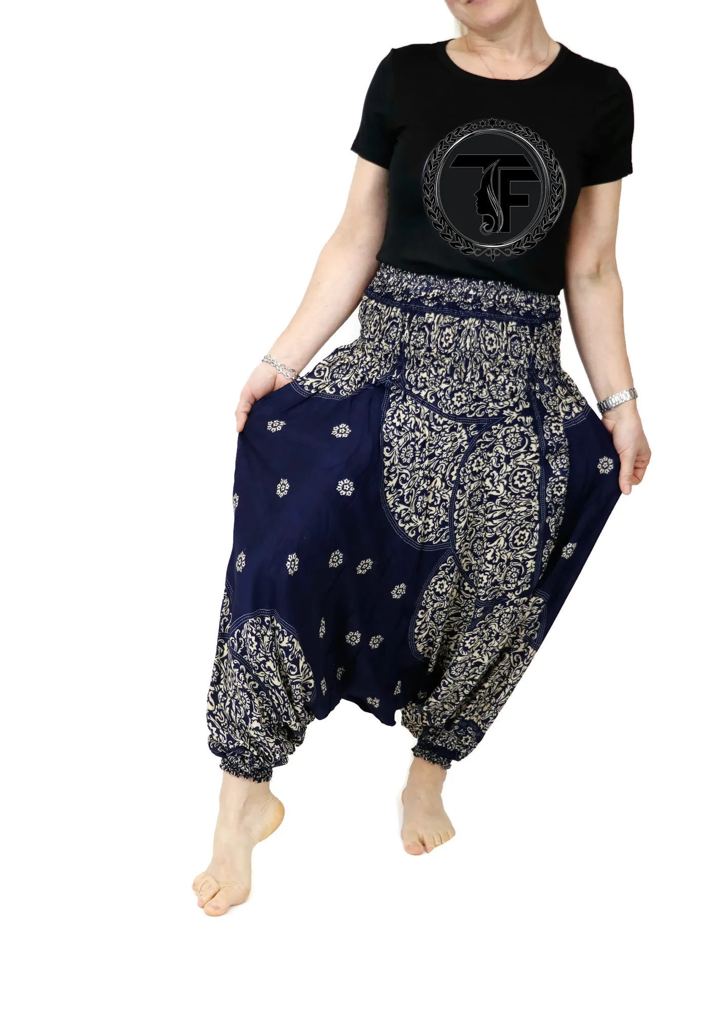 Harem Pants Mandala Women Hippie Yoga Pants Comfy Loungewear Gypsy Boho Loose Baggy Festival Drop Crotch Jumpsuits Rompers