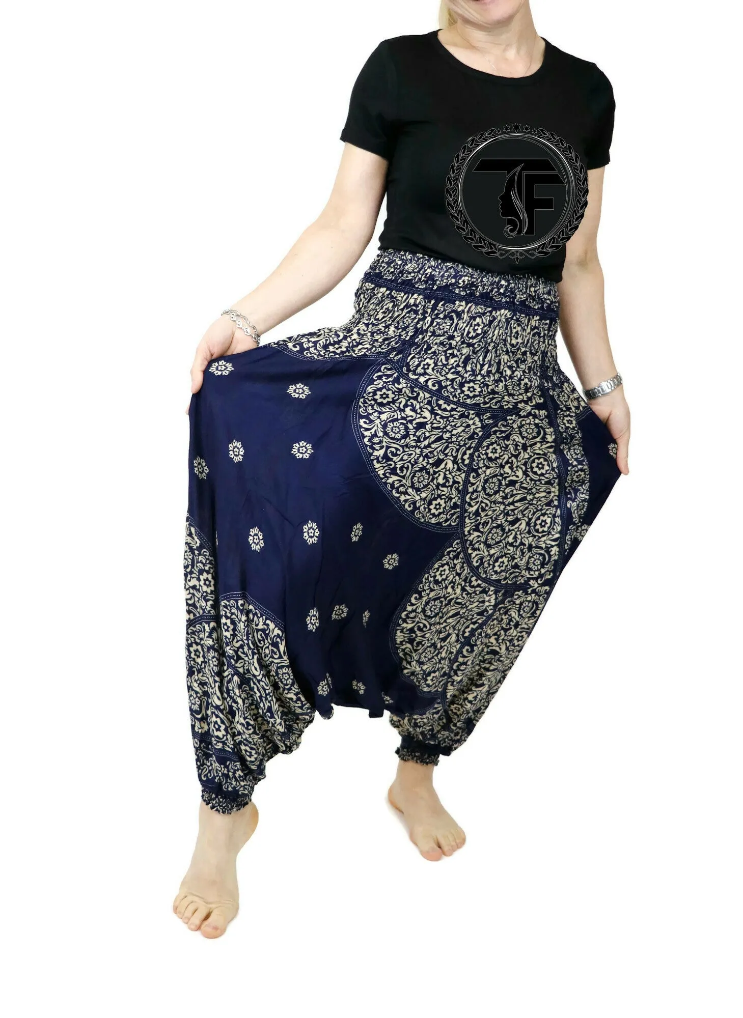 Harem Pants Mandala Women Hippie Yoga Pants Comfy Loungewear Gypsy Boho Loose Baggy Festival Drop Crotch Jumpsuits Rompers
