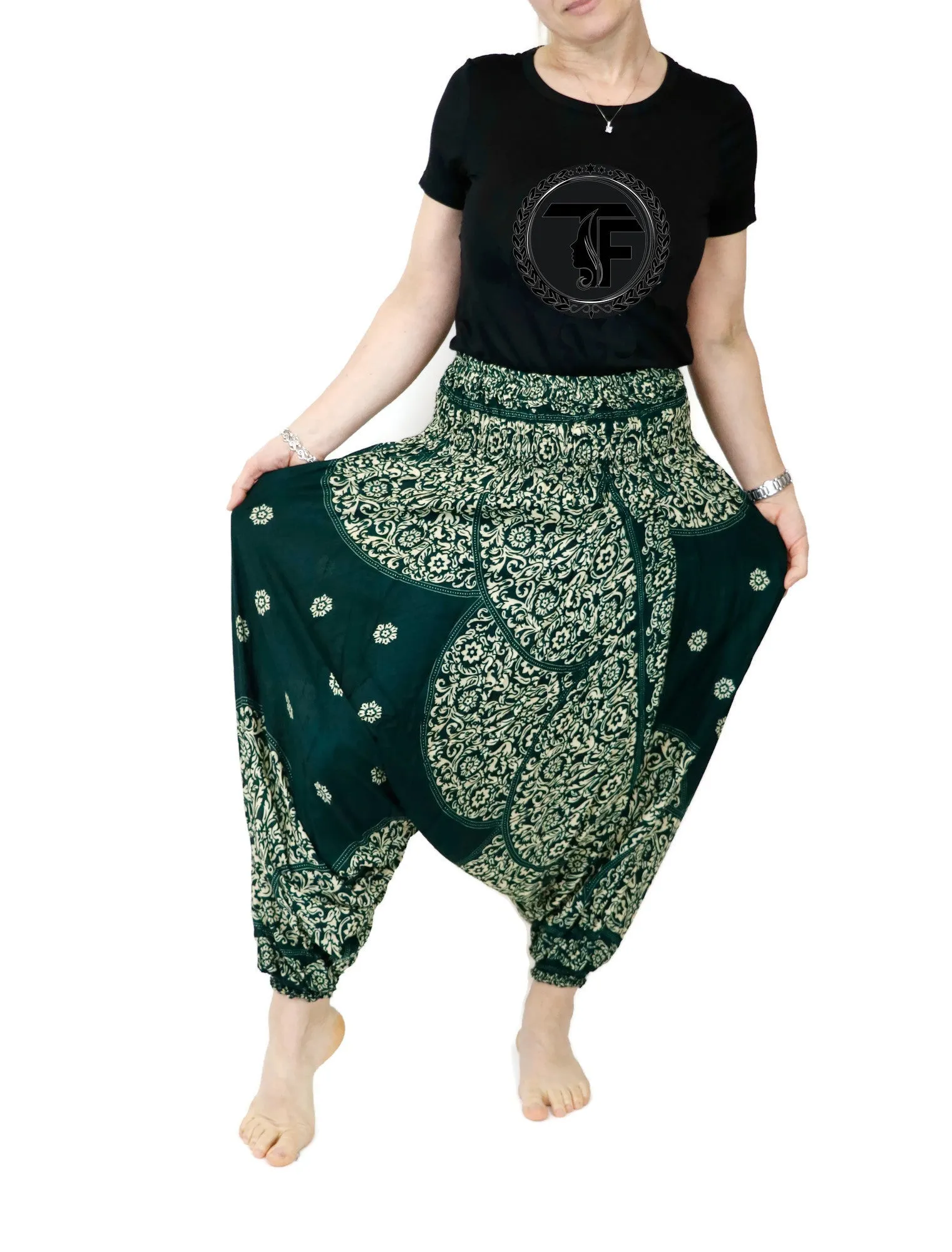 Harem Pants Mandala Women Hippie Yoga Pants Comfy Loungewear Gypsy Boho Loose Baggy Festival Drop Crotch Jumpsuits Rompers