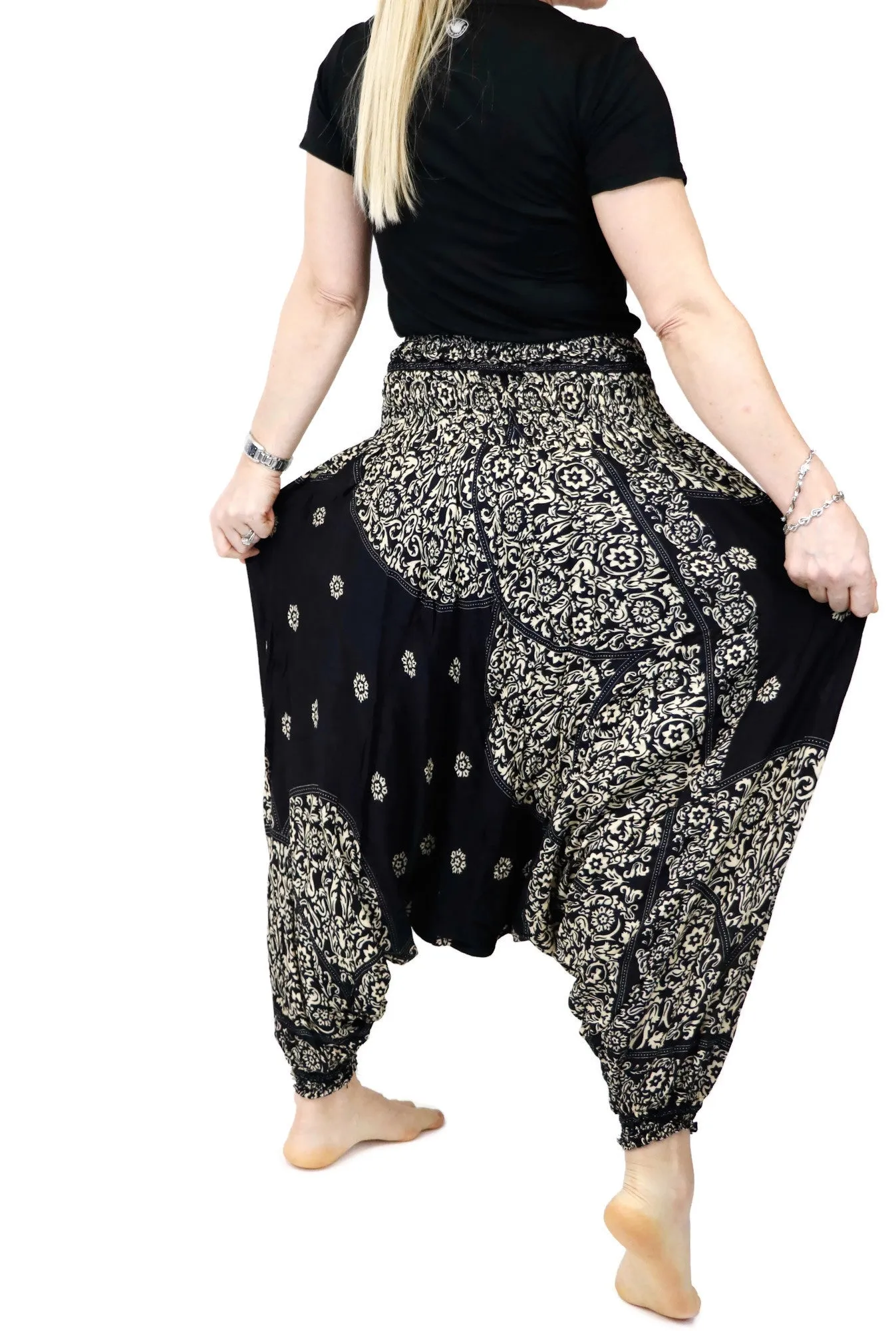 Harem Pants Mandala Women Hippie Yoga Pants Comfy Loungewear Gypsy Boho Loose Baggy Festival Drop Crotch Jumpsuits Rompers