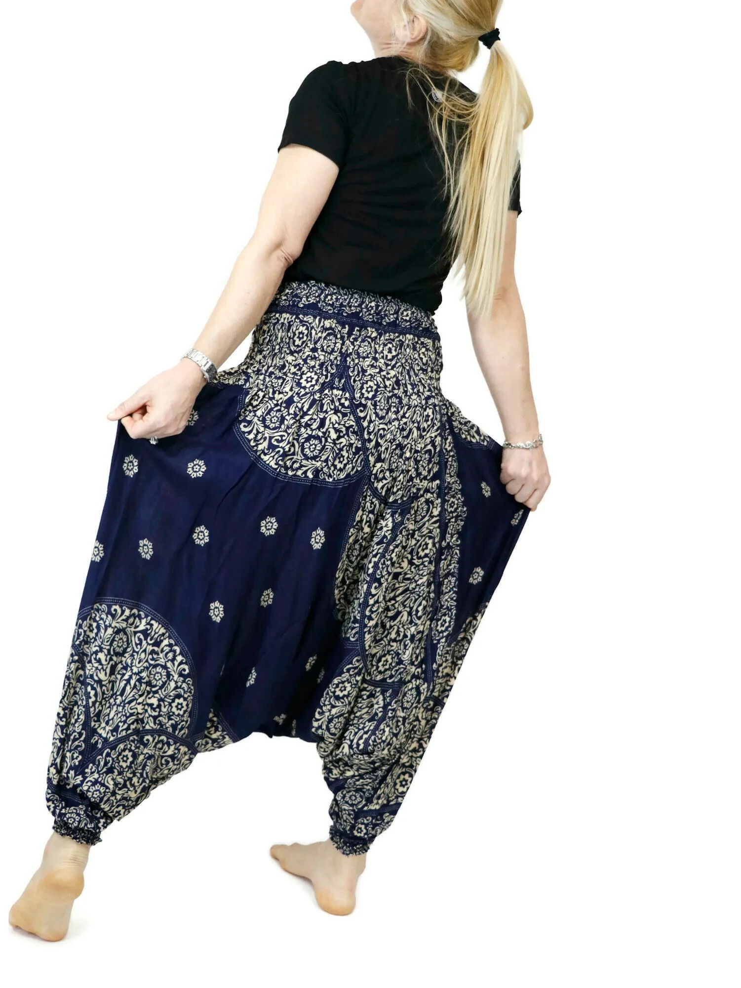 Harem Pants Mandala Women Hippie Yoga Pants Comfy Loungewear Gypsy Boho Loose Baggy Festival Drop Crotch Jumpsuits Rompers