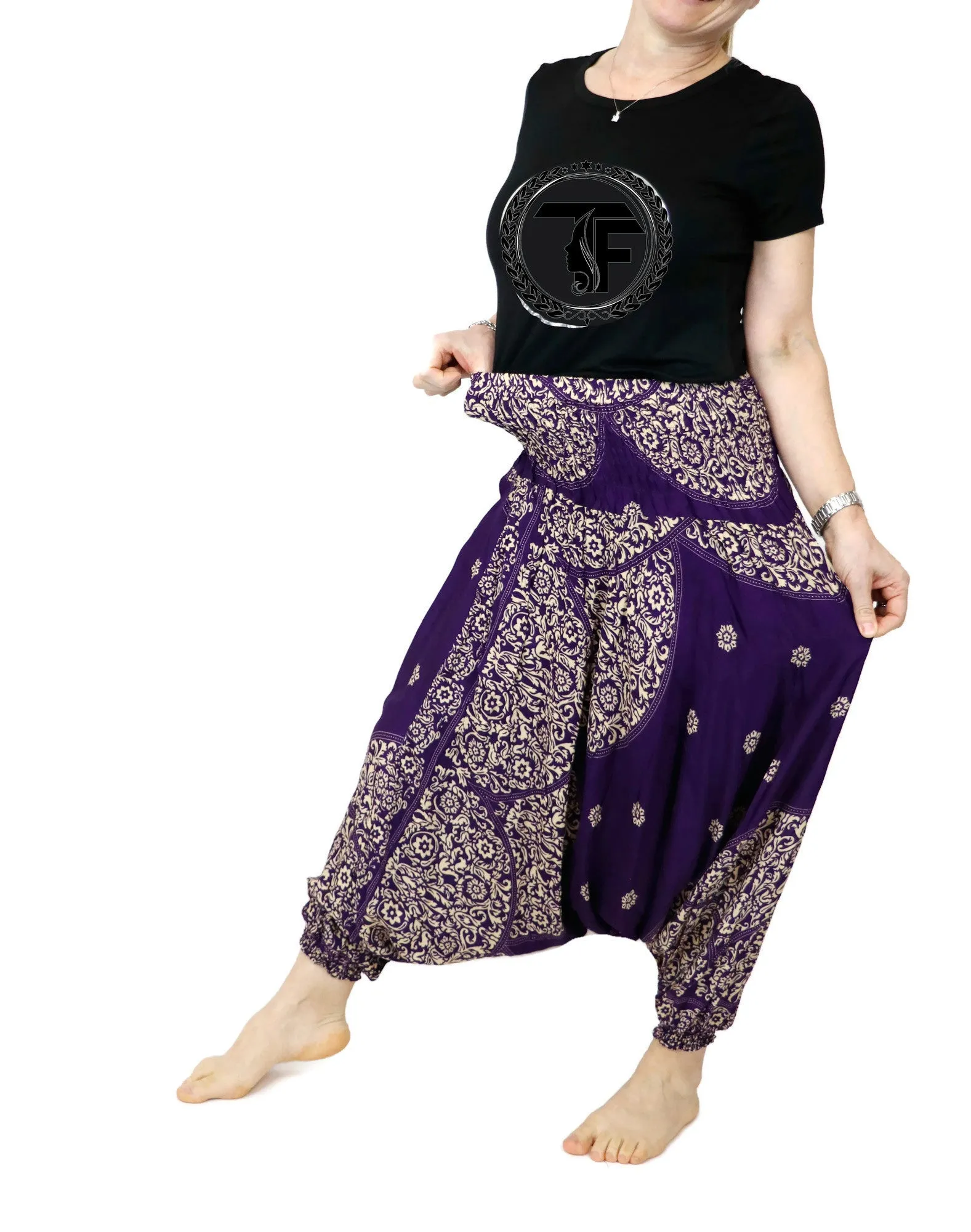 Harem Pants Mandala Women Hippie Yoga Pants Comfy Loungewear Gypsy Boho Loose Baggy Festival Drop Crotch Jumpsuits Rompers