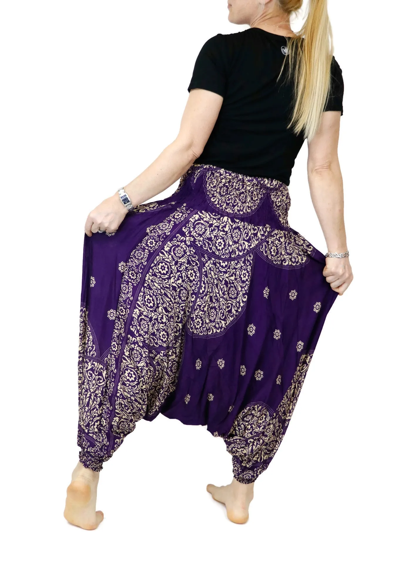 Harem Pants Mandala Women Hippie Yoga Pants Comfy Loungewear Gypsy Boho Loose Baggy Festival Drop Crotch Jumpsuits Rompers