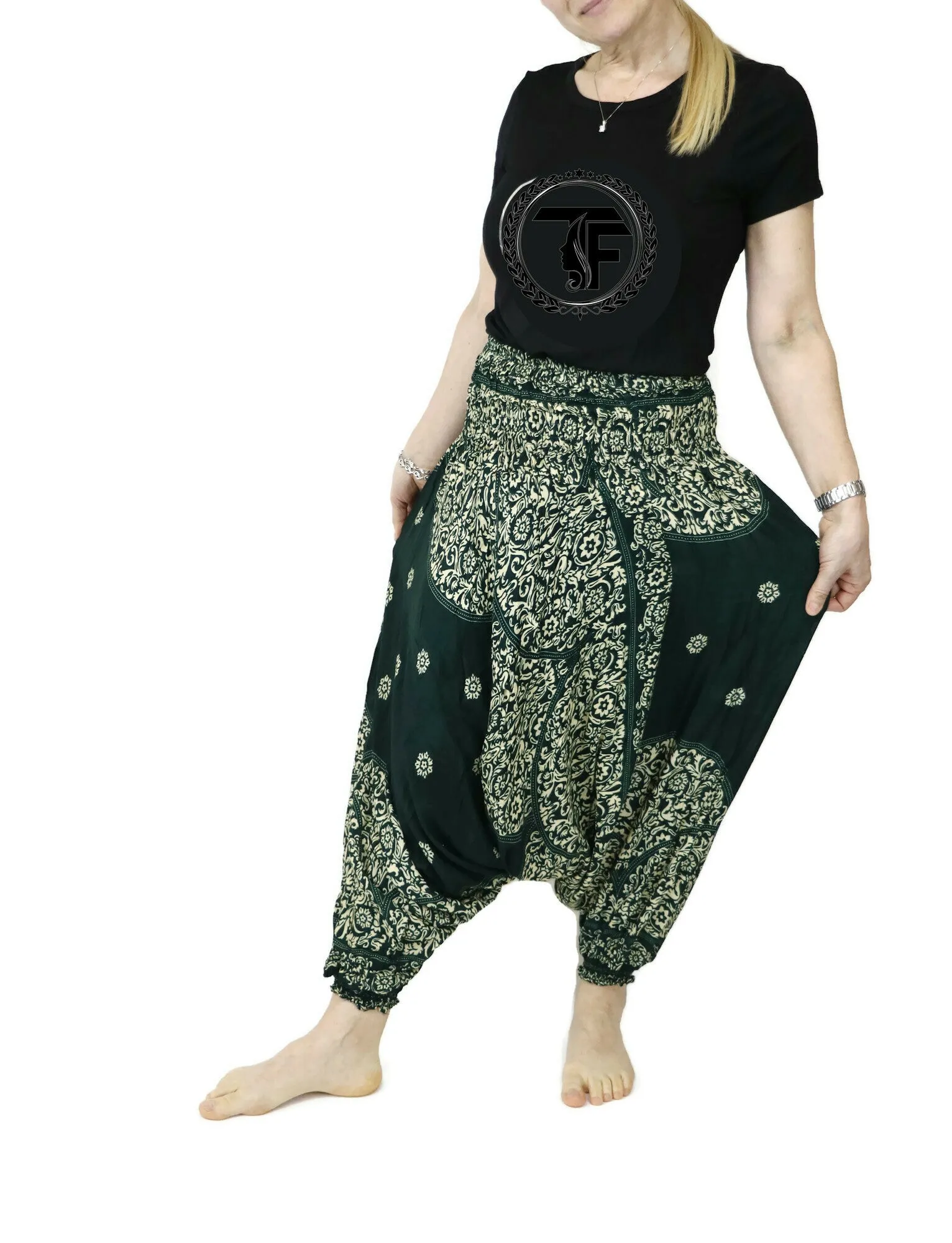 Harem Pants Mandala Women Hippie Yoga Pants Comfy Loungewear Gypsy Boho Loose Baggy Festival Drop Crotch Jumpsuits Rompers