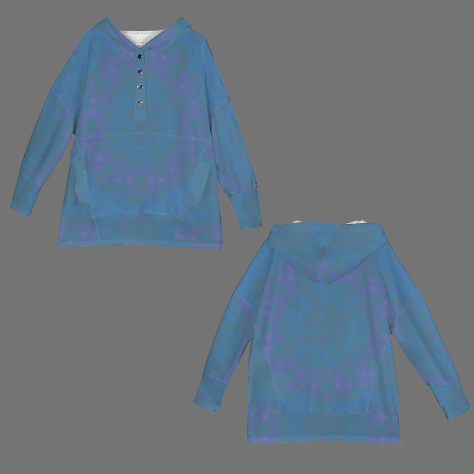 Hooded Pullover Blue Purple Watercolor