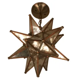 Light, Moravian Star Shaped Pendant, Mirror, Copper, Brass