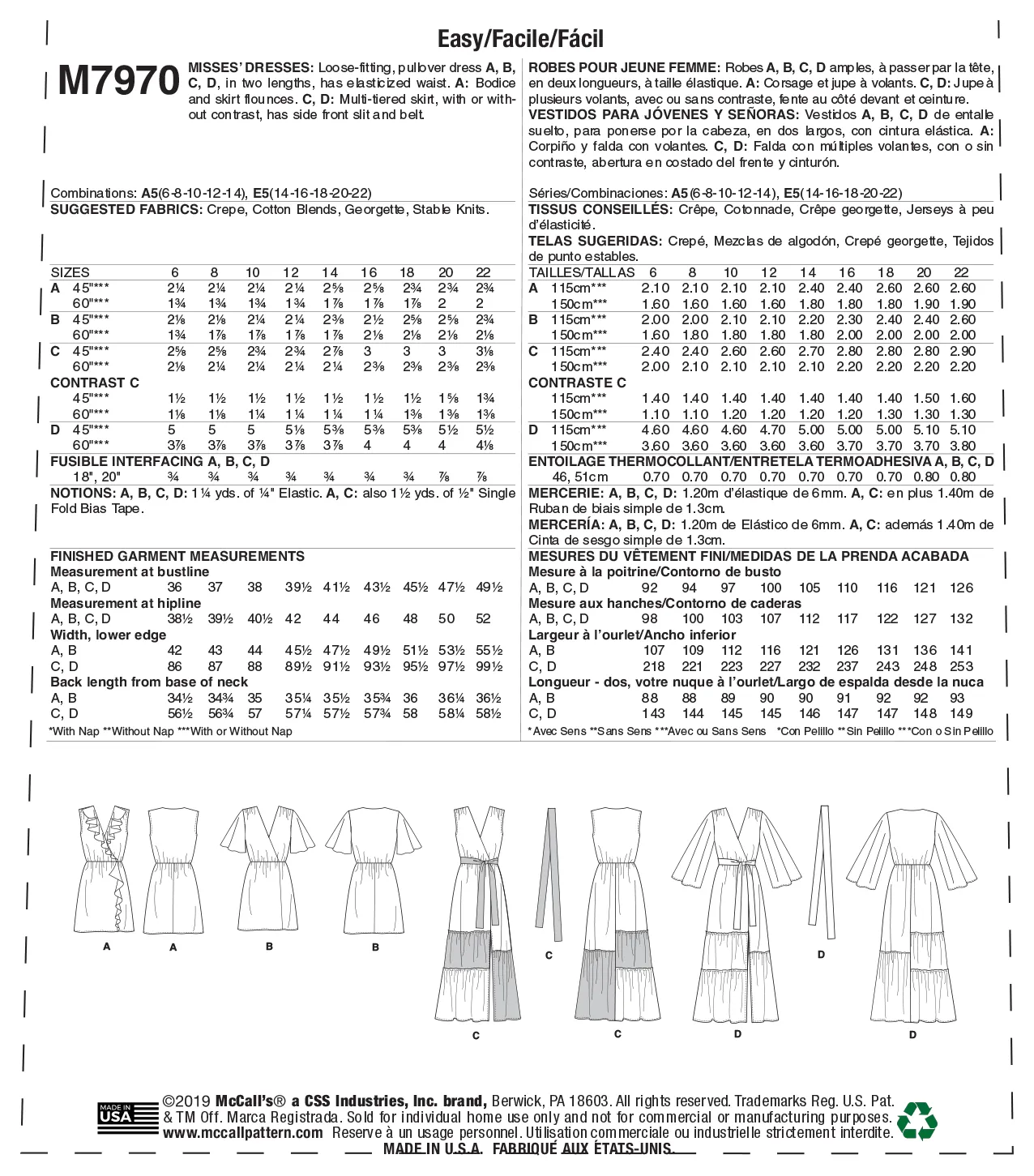 M7970 Misses' Dresses