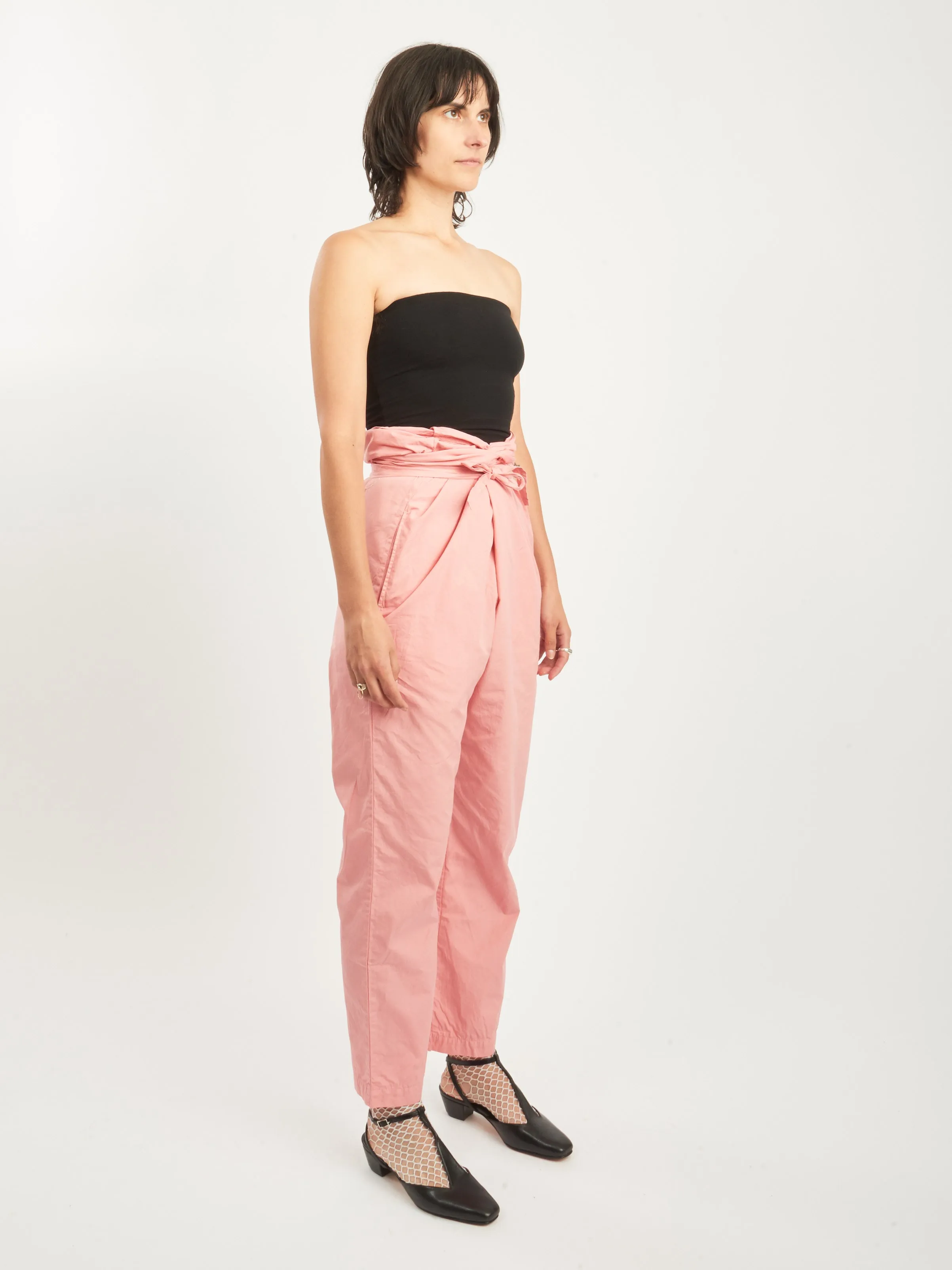 Peach Jade Suvin Cotton Broadcloth Wrapped Pants
